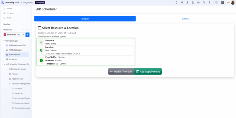 Appointment Summary in AIR Scheduler