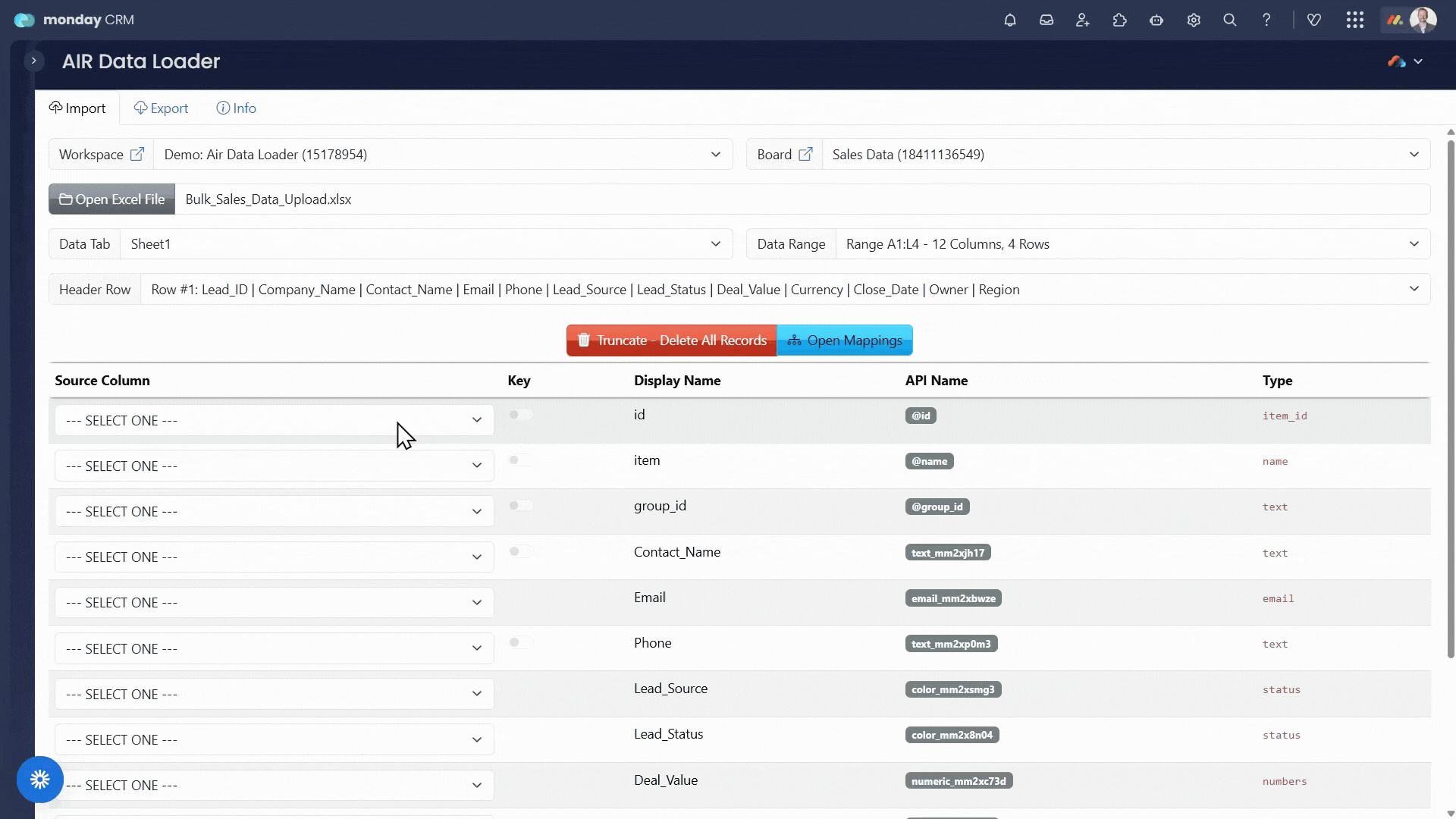 Data Loader Import